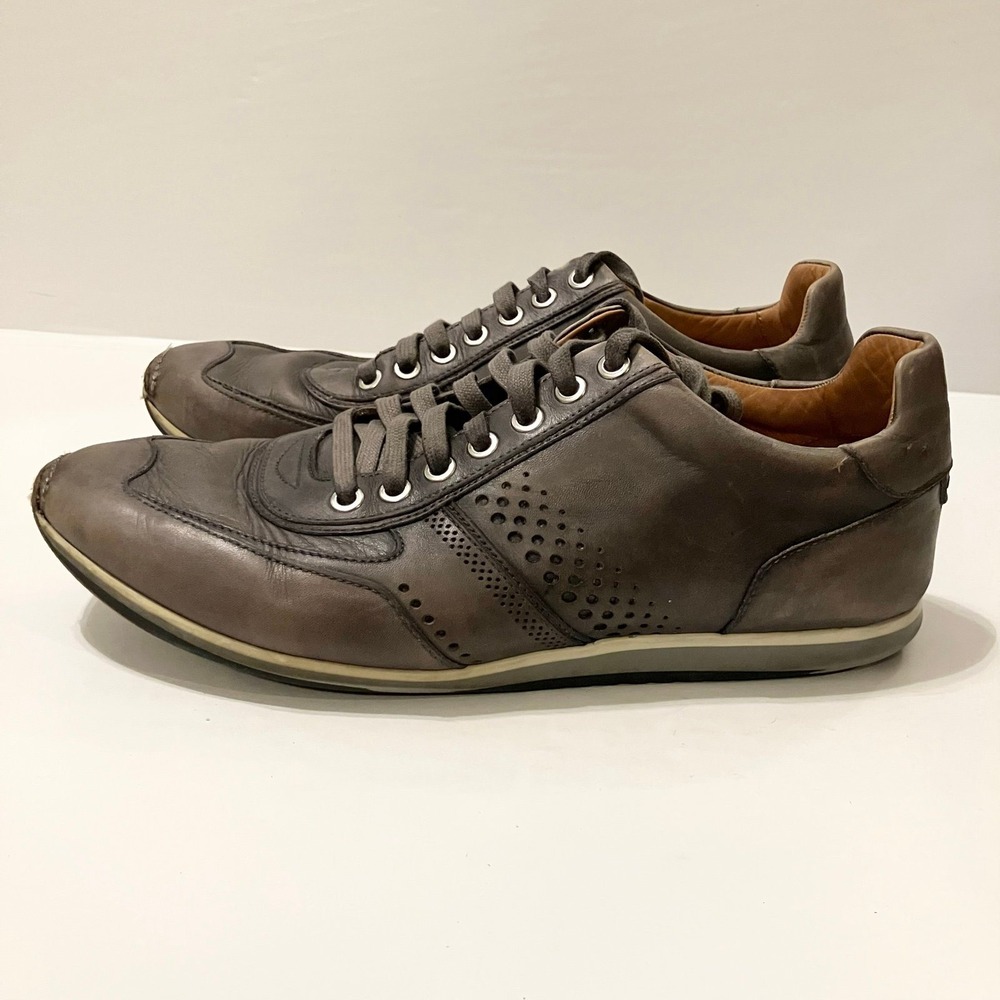 Magnanni Cristian Shoes Gray Leather Casual Comfort Low Top Sneakers Mens 8.5